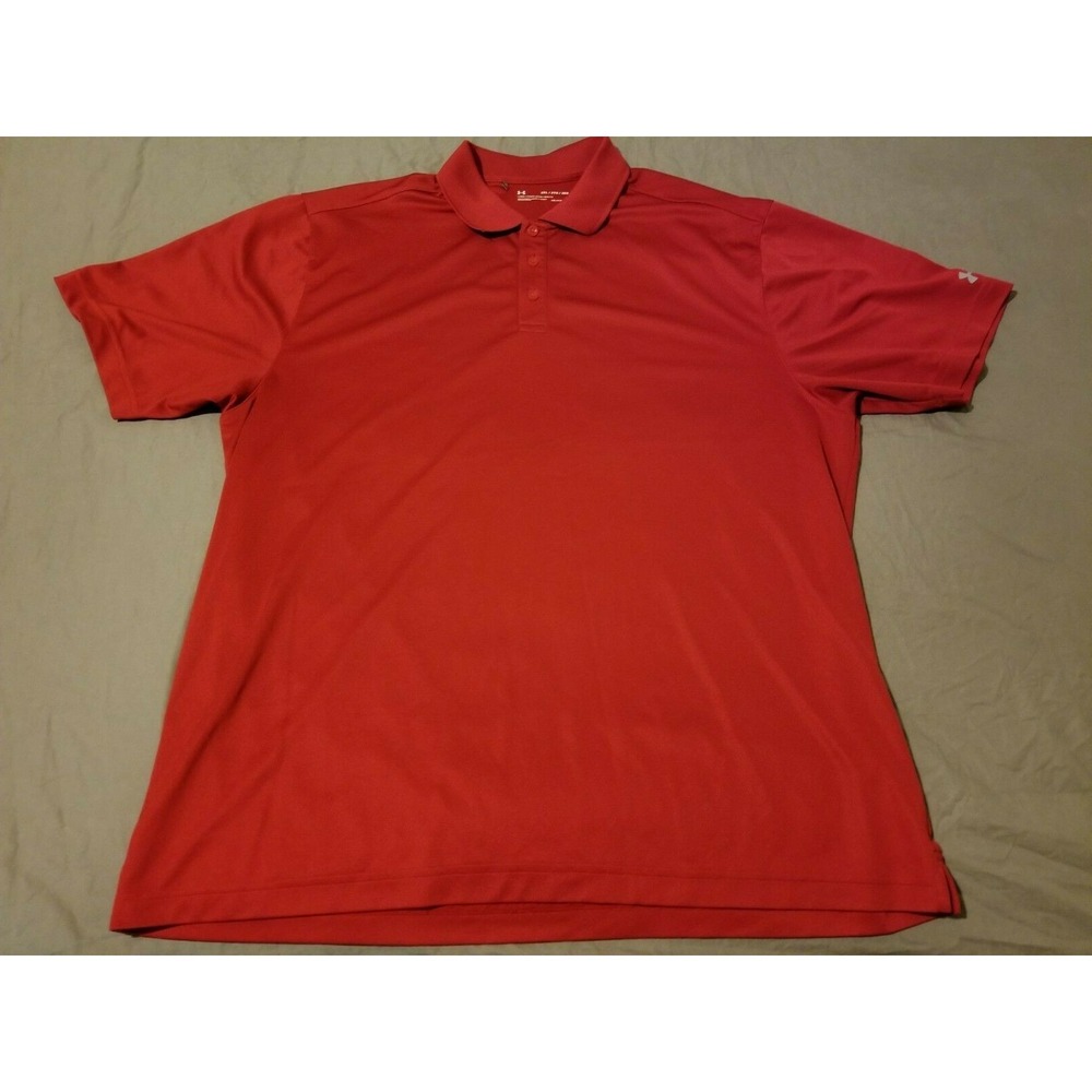 Mens Under Armour Polo Shirt 2XL XXL Red Athletic Gym Workout